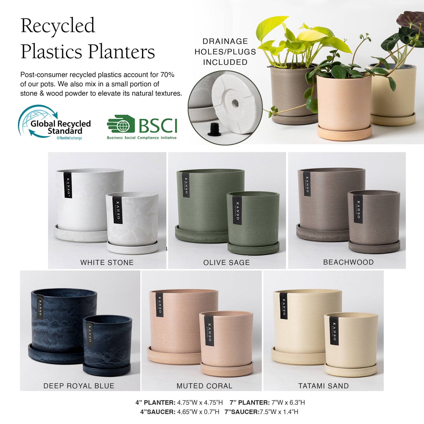 7" & 4" Signature Planters & Saucer | Earth Tones: 7" Only / Black