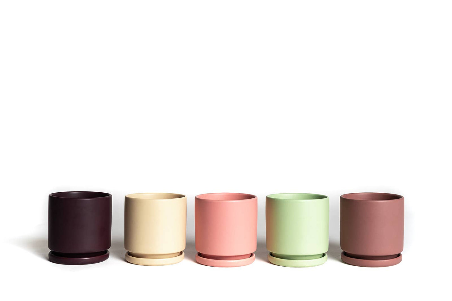 4.5" Gemstone Cylinder Pots with Water Saucers
