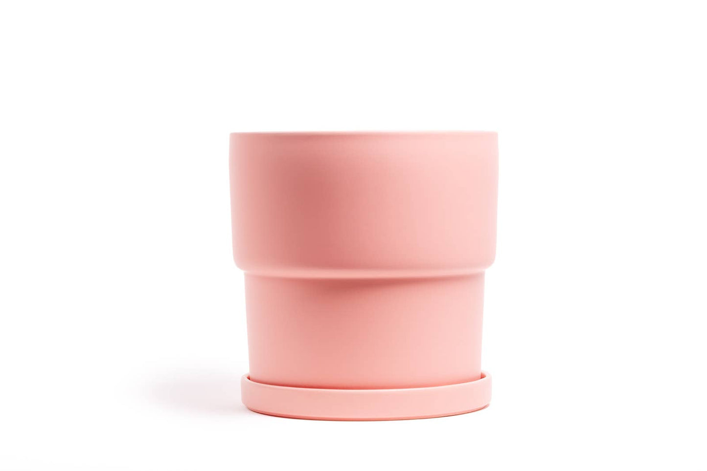 4.5" Calyx Pots w/Saucers White Sesame