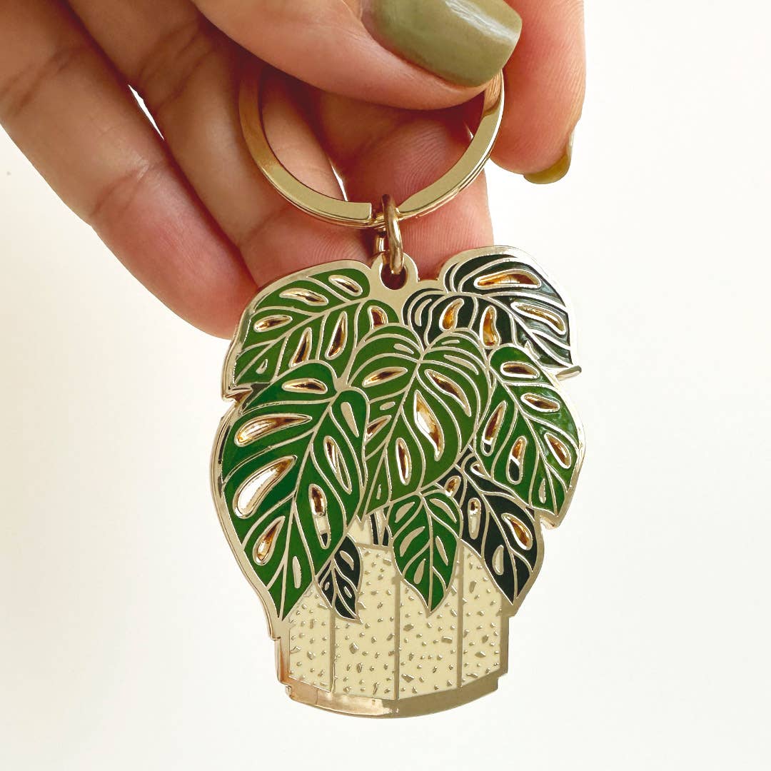 Swiss Monstera Plant Keychain | Valentine Gifts