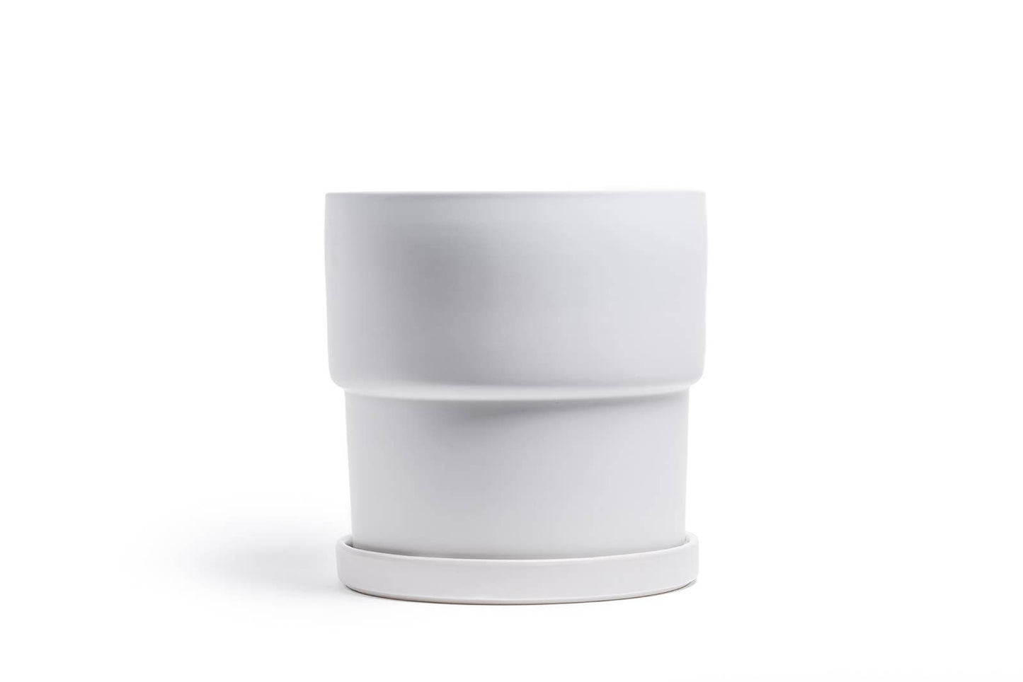 4.5" Calyx Pots w/Saucers White Sesame