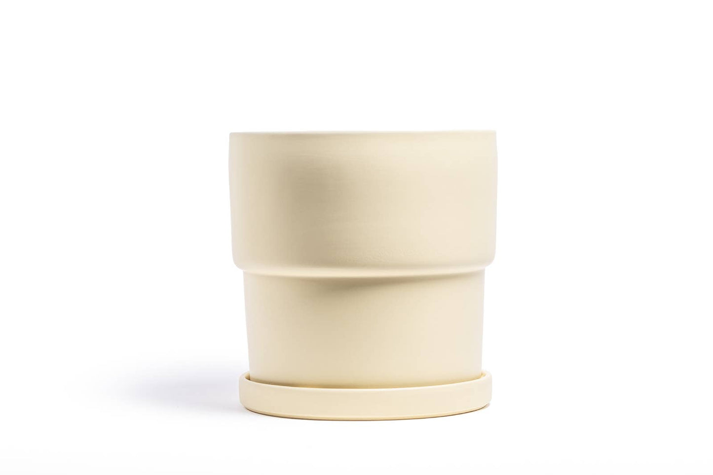 4.5" Calyx Pots w/Saucers White Sesame