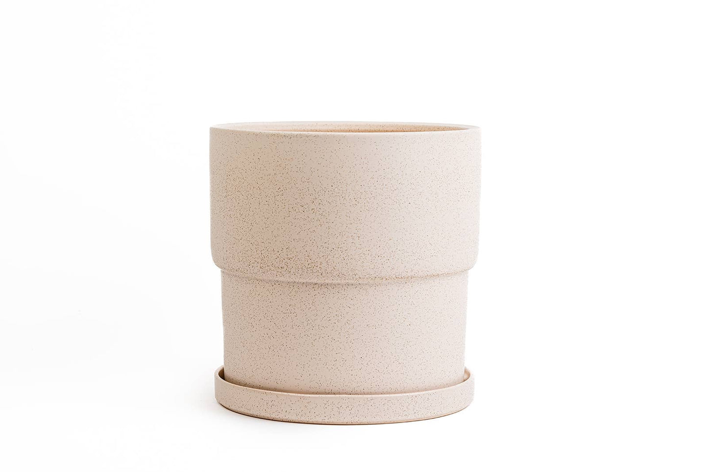 4.5" Calyx Pots w/Saucers White Sesame