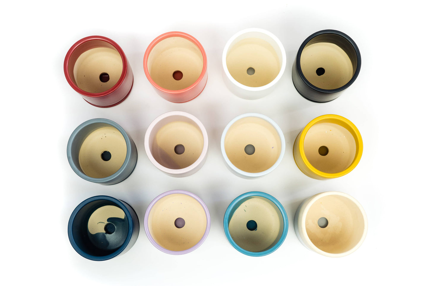 4.5" Gemstone Cylinder Pots with Water Saucers