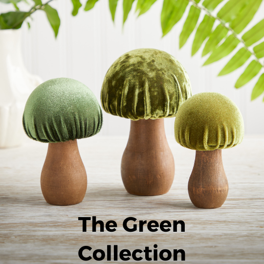 Handmade Velvet Mushrooms in Sets of 3