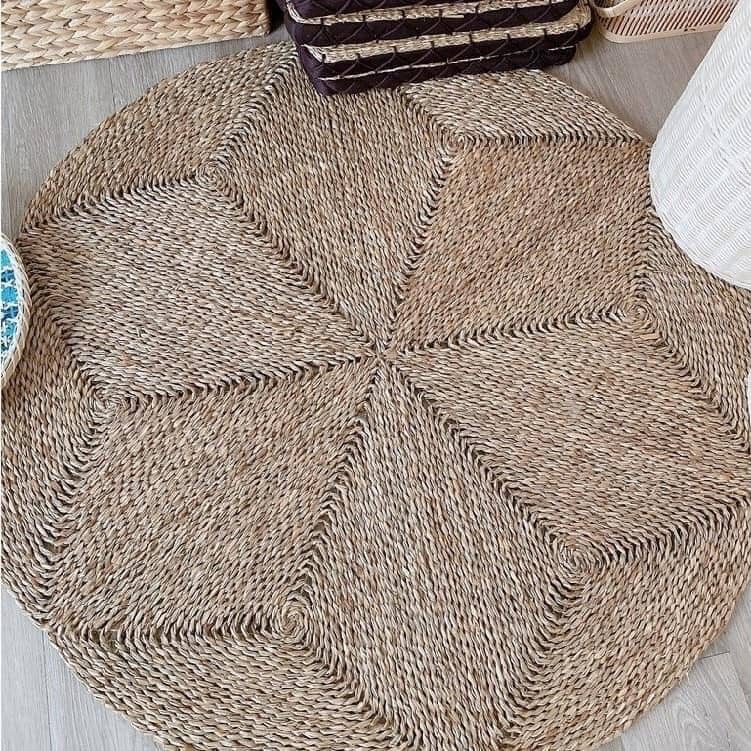 Natural Fiber Beige Round Area Rug