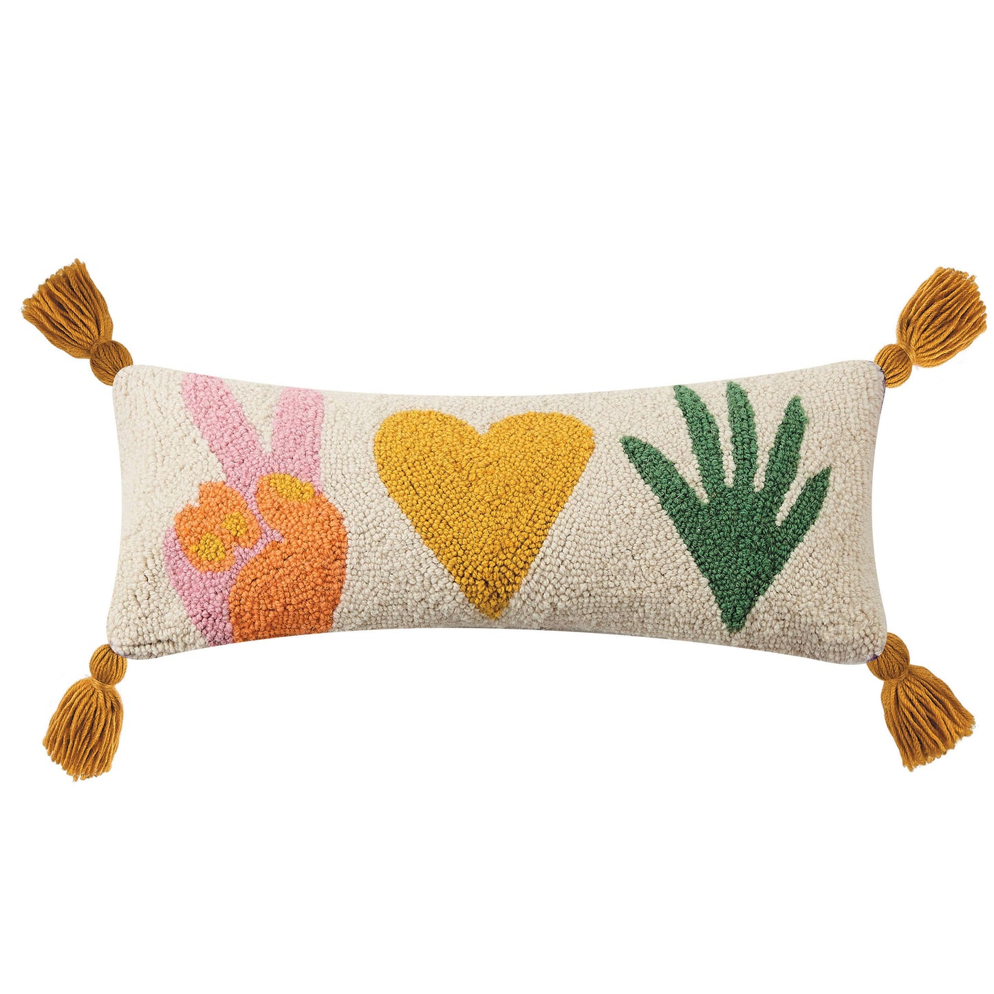 Peace Love Plants With Tassles Hook Pillow