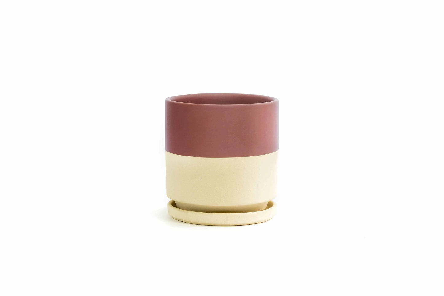 4.5" Gemstone Cylinder Pots with Water Saucers: Blush
