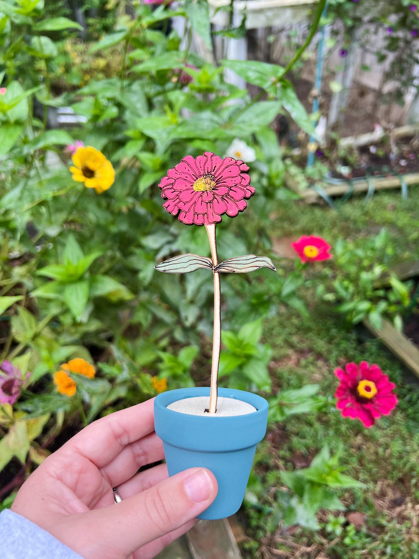 Hand Painted Wooden Flower