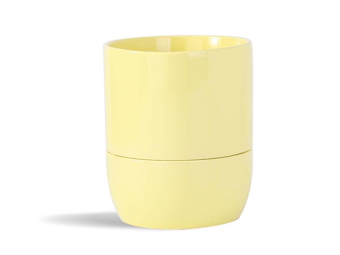 Self-watering pot, pastel yellow 6.5"