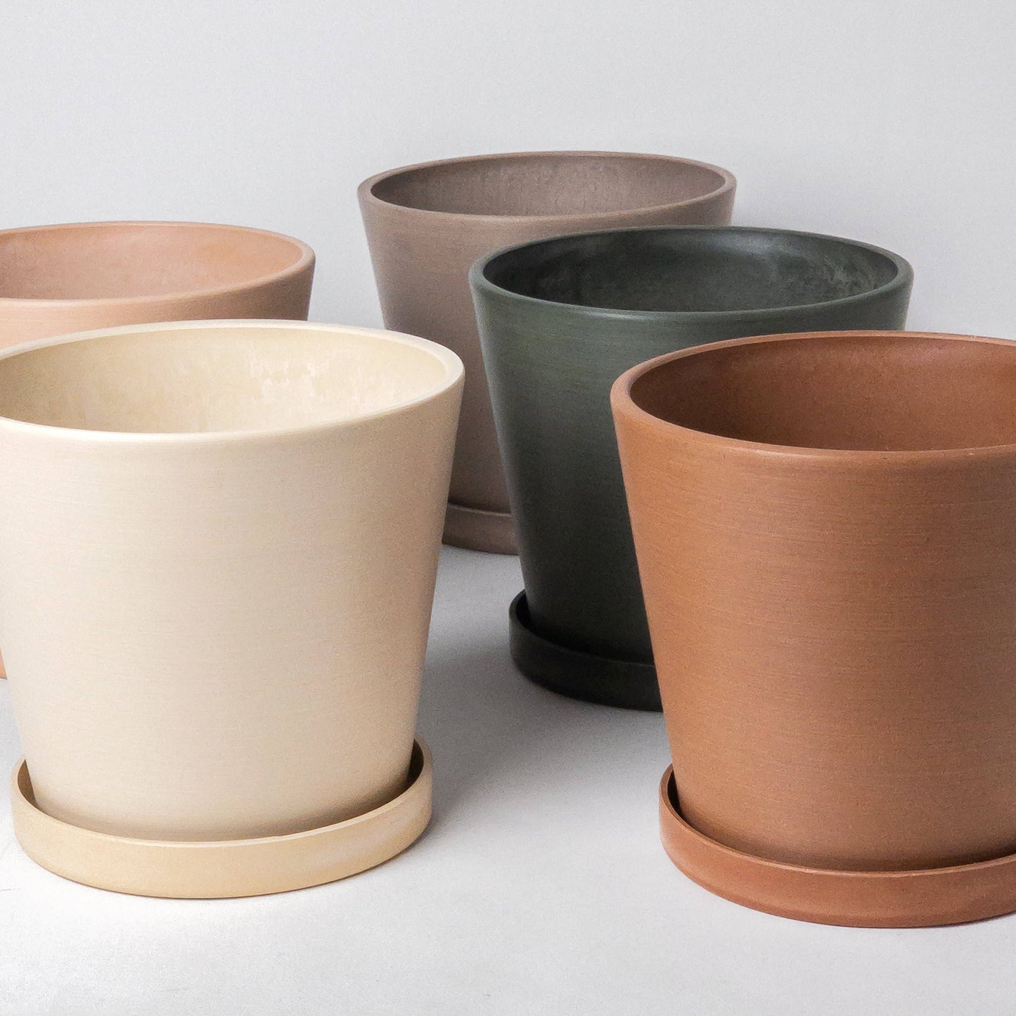 7" Tapered Signature Planter Pot & Saucer Set | Earth Tones: Olive Sage