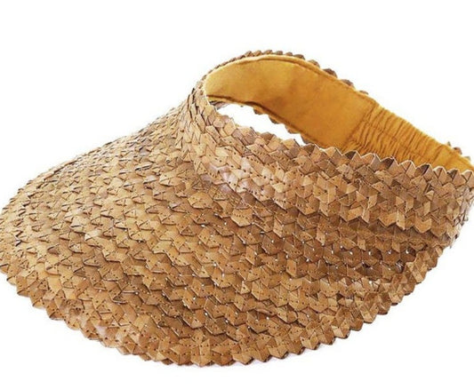 Straw Sun Visor Summer Beach Hat Cap - Adult (Brown)