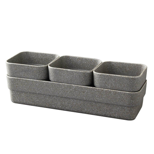 Sustainable Eco-Planter Herb Pot with Tray Set of 3
