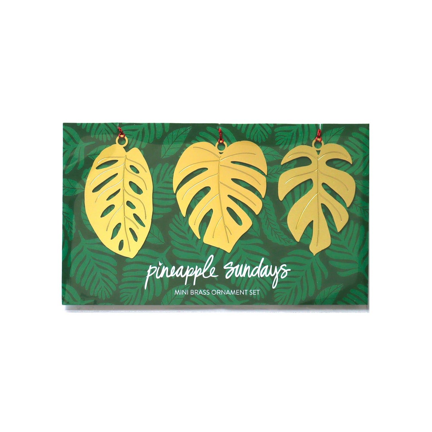 Monstera Mini Brass Ornament Set