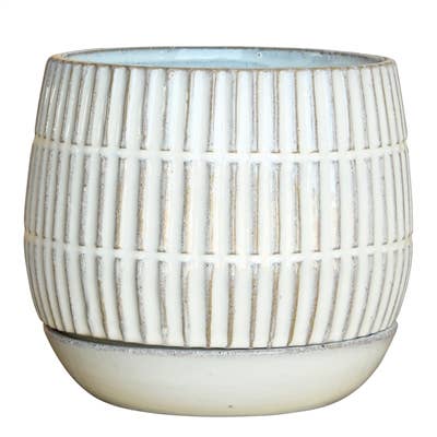 Ramos Linear Cachepot with Saucer, Stoneware - 6
