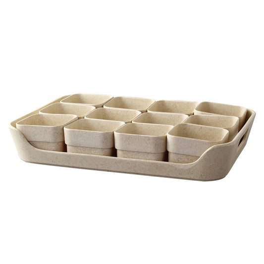 Sustainable Eco-Planter Herb Pot with Tray Set of 12