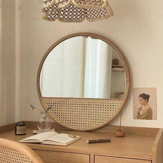 Round Wood Mirror