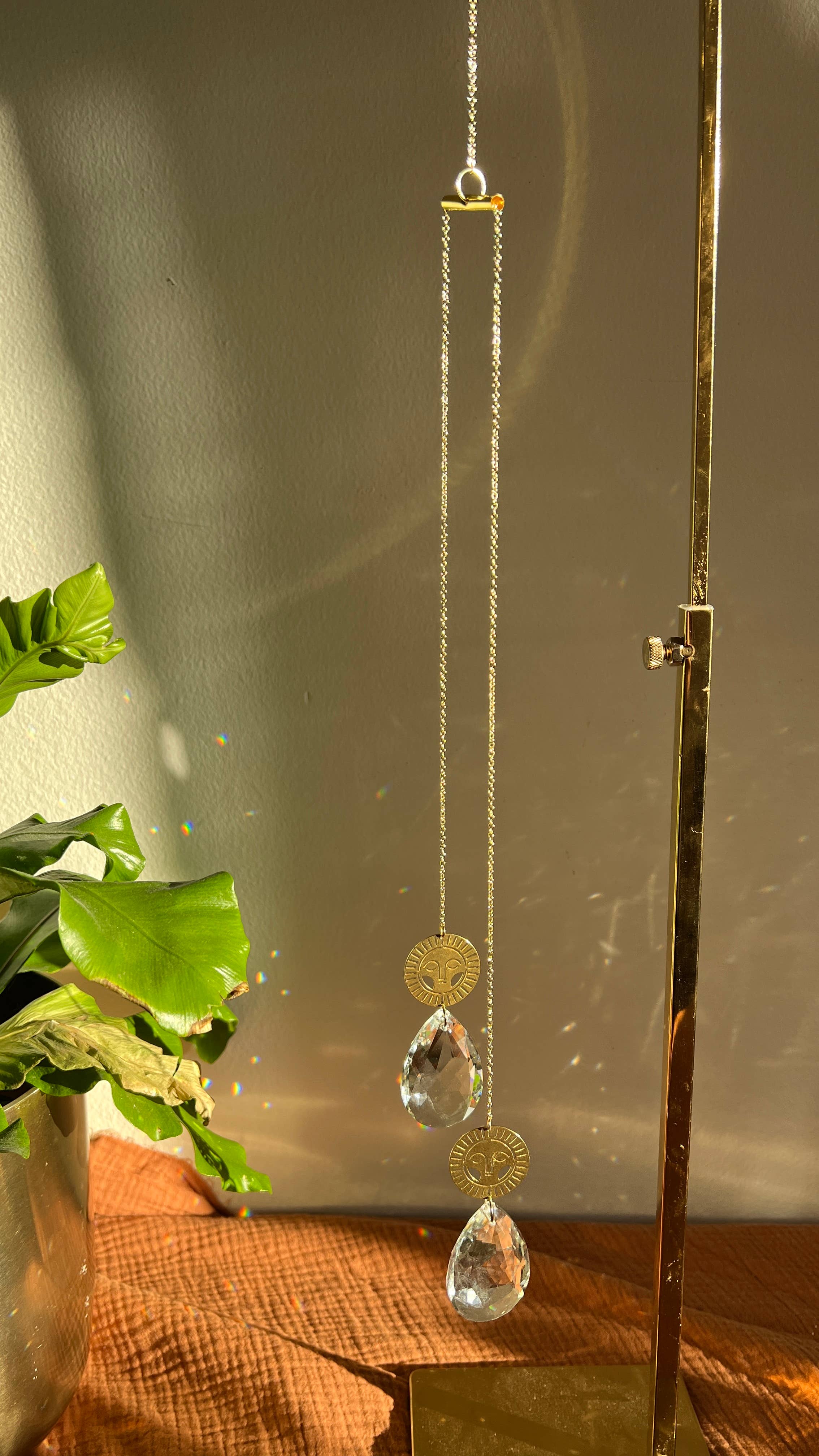Sun Face Teardrop Crystal Suncatcher Burrow & Vine