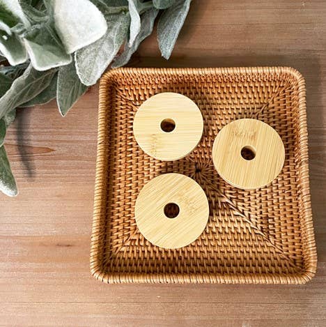 Bamboo Lids for 16oz & 20oz Beer Can Glass for Iced Coffee