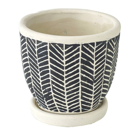 Elemental Cement Planter Herringbone